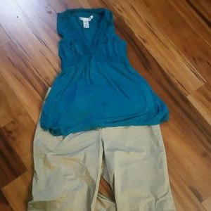 Max Studio teal tank top long Size L